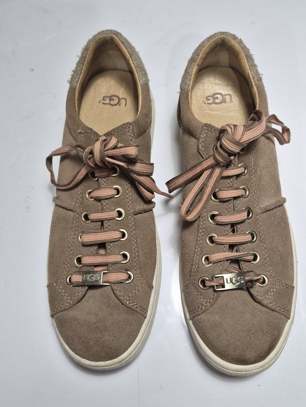 UGG Women's Suede Lace-Up Sneaker in Taupe US 8